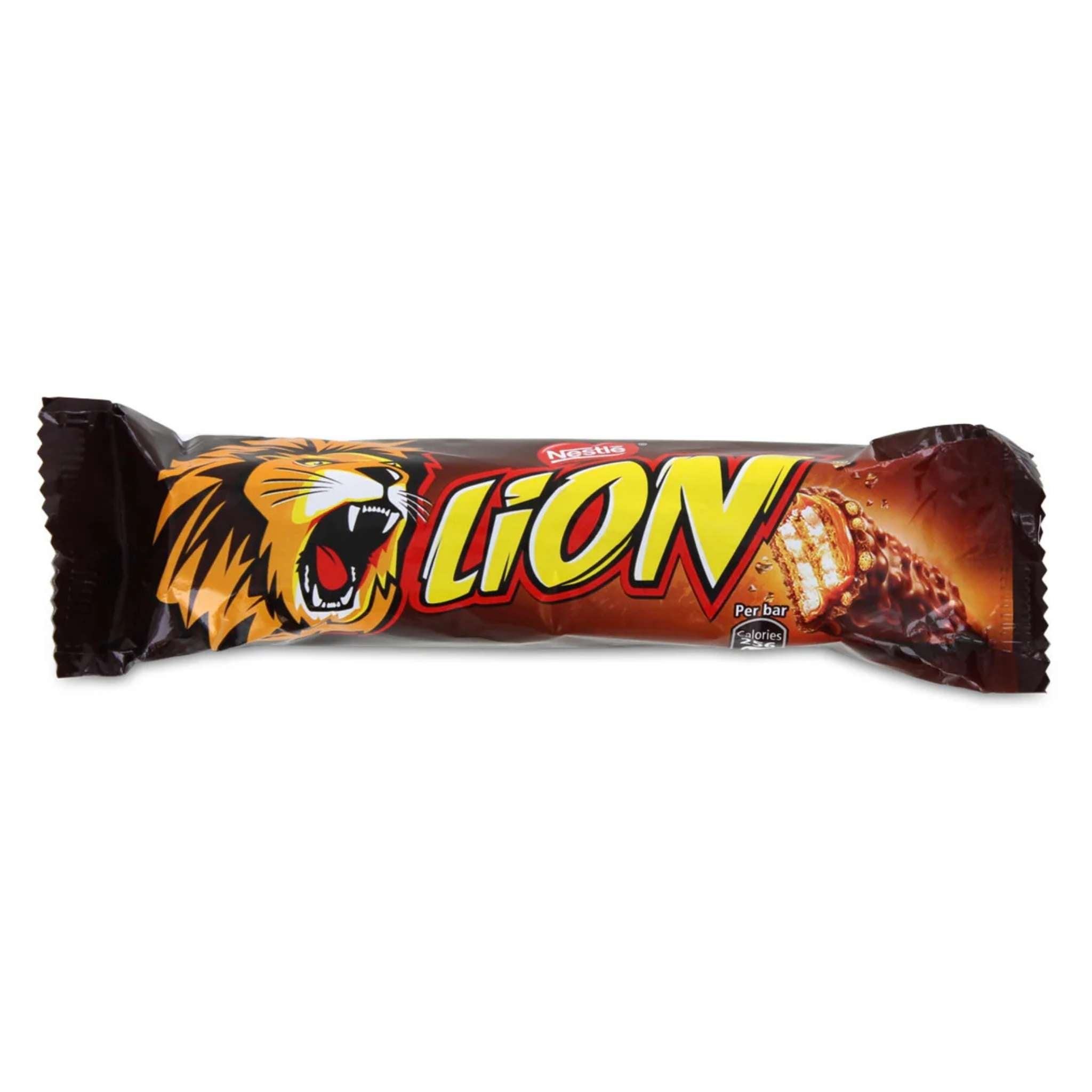 Nestle Lion Chocolate Bar 50g with distinctive Lion roaring on the wrapper.