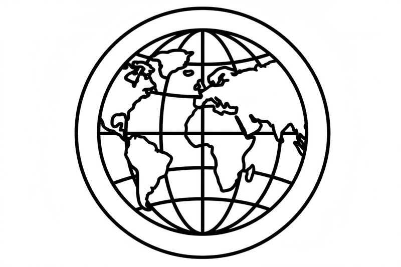 World Globe in Black and White