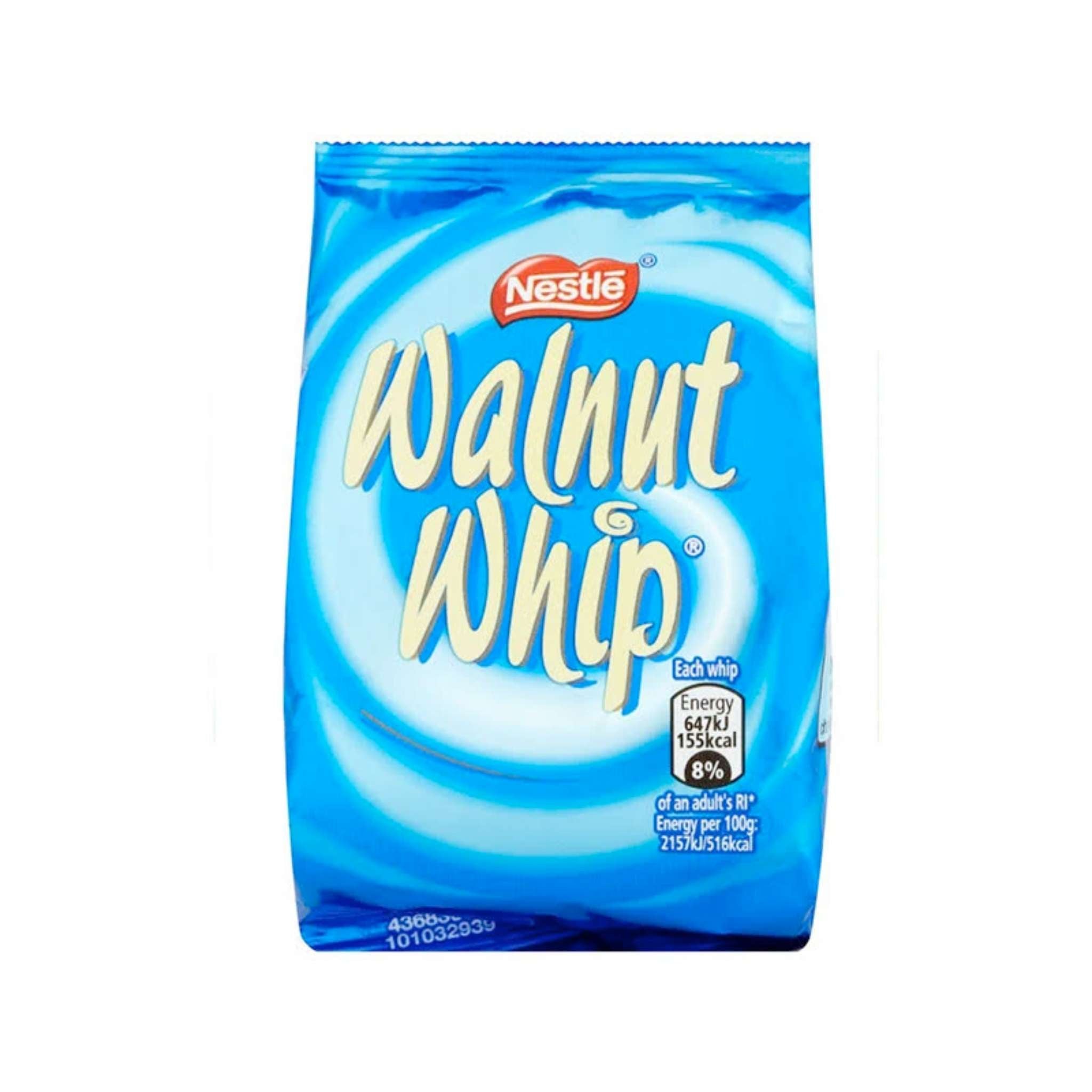 Nestle Walnut Whip chocolate whirl with creamy centre and walnut piece.