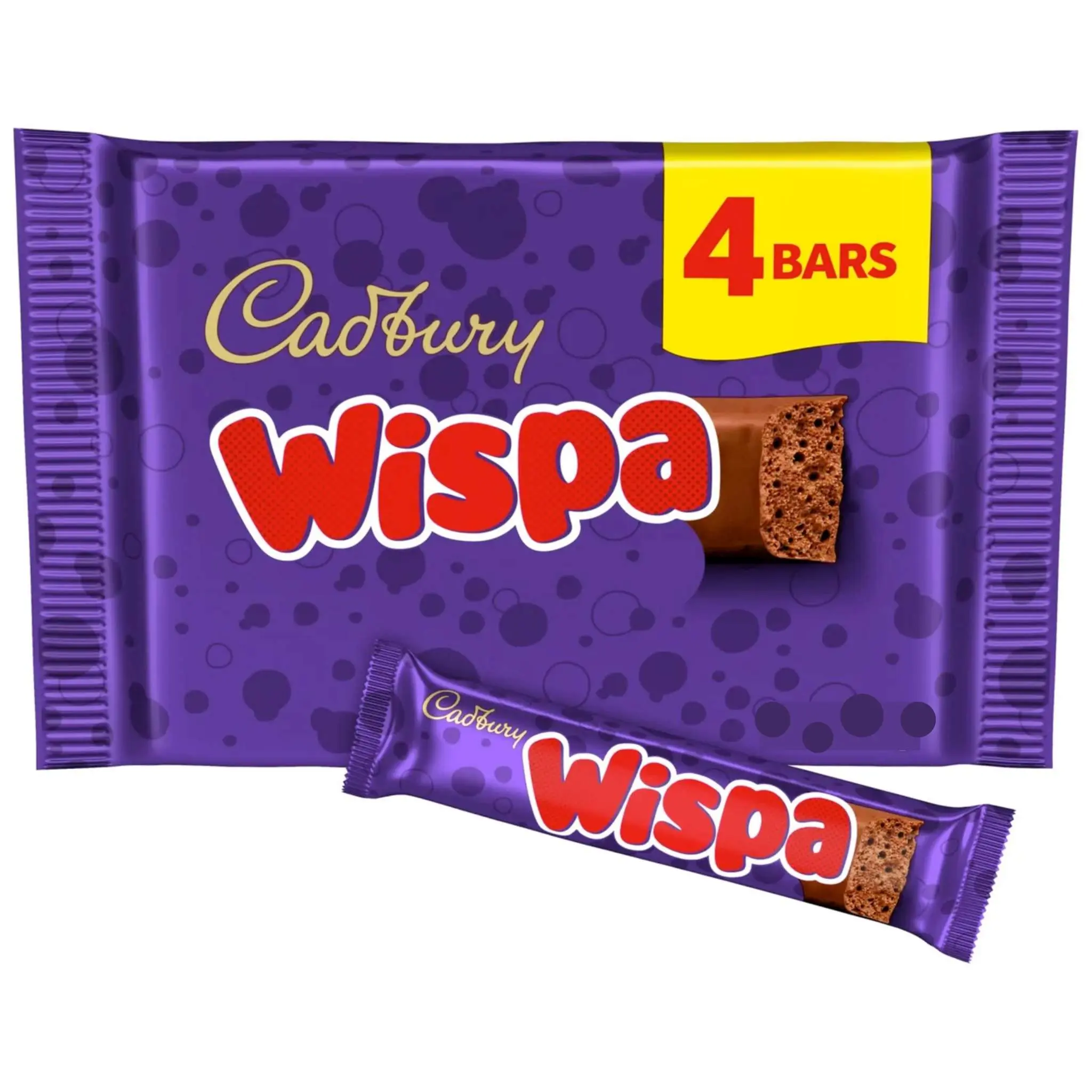 Cadbury Wispa 4 Pack UK imported bubbly milk chocolate bars