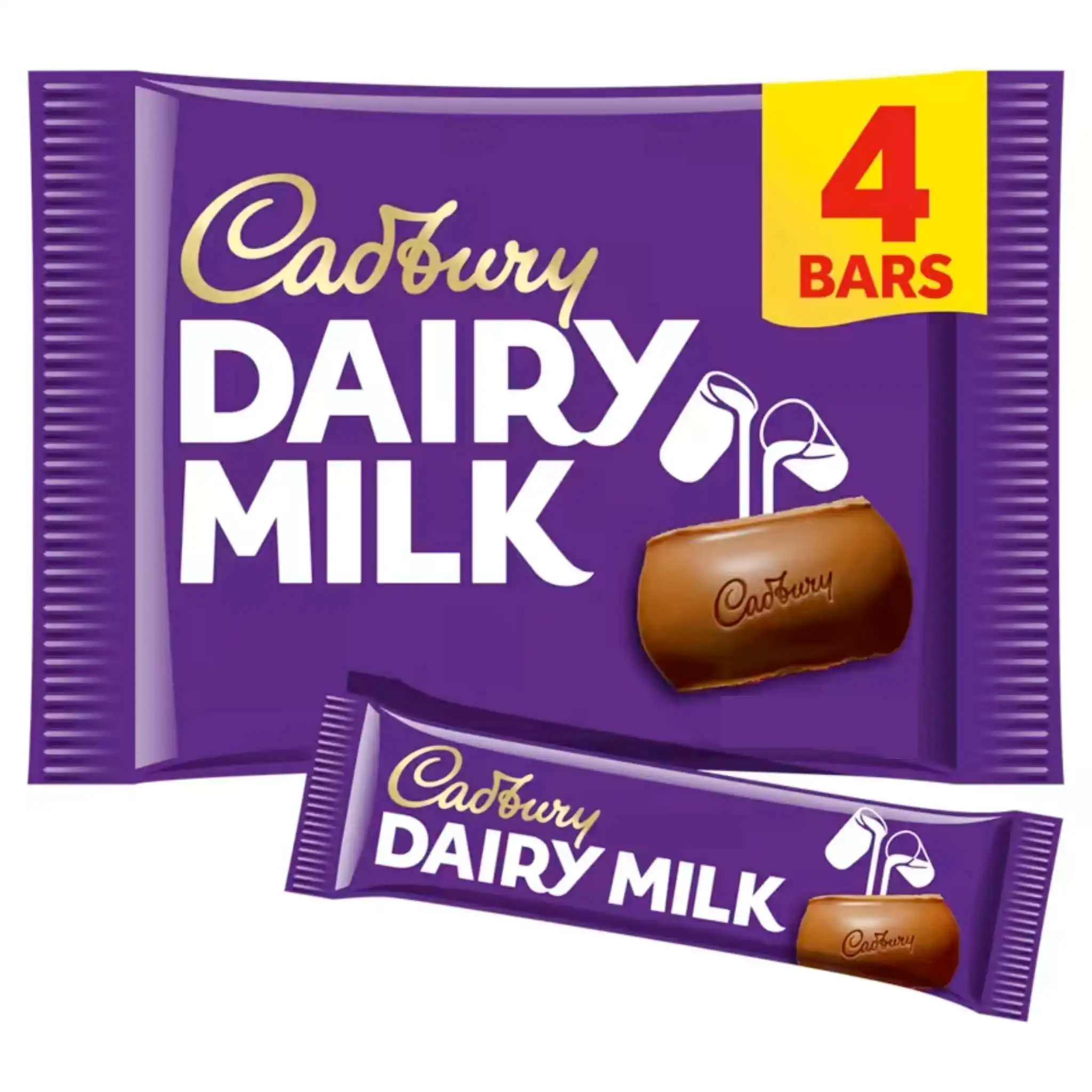Cadbury Dairy Milk Chocolate 4 Pack 108.8g – four pack plus one individually wrapped bar