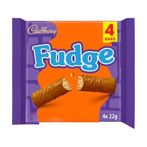 Cadbury Fudge Pack contains 4 Bars each individually wrapped classic UK Fudge bars at 22g each.