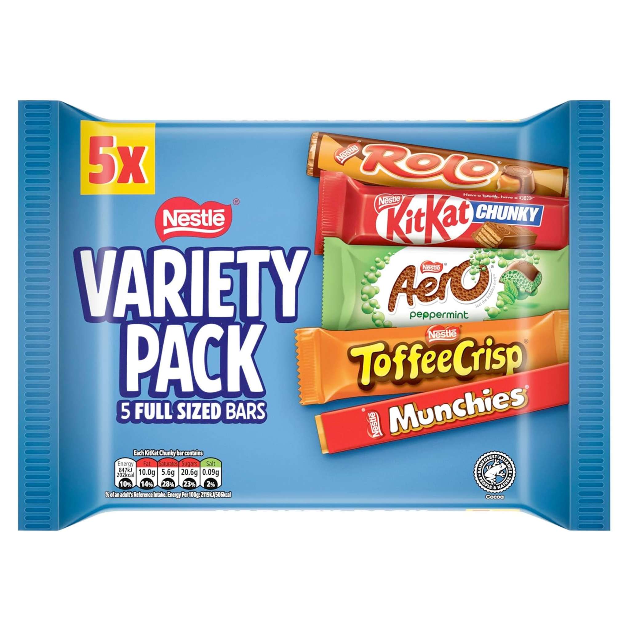 Nestle Variety Pack 5 Bars - Rolo, Toffee Crisp, KitKat, Aero, Munchie - 218g