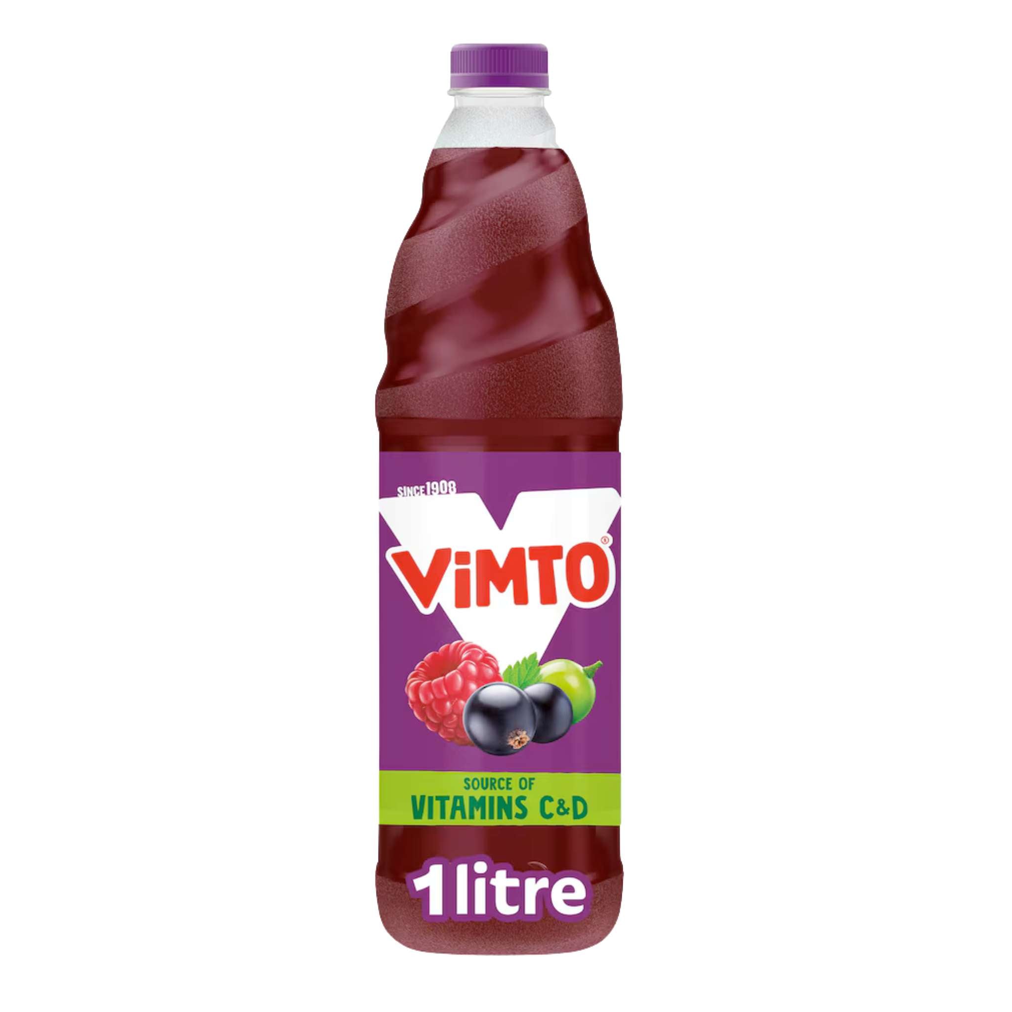 Vimto Real Fruit Squash Cordial - 1 Litre bottle. 