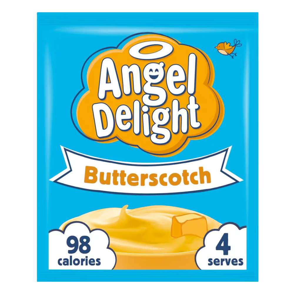 Angel Delight Butterscotch 59g satchet - a classic British dessert.