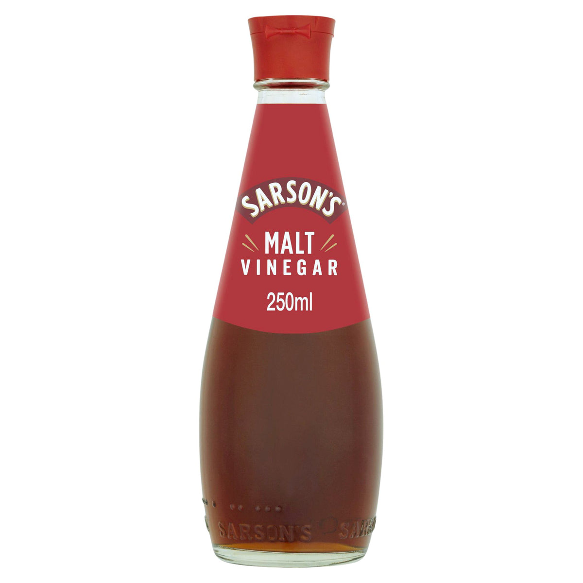 Sarsons Original Malt Vinegar in 250ml glass jar for easy pour.