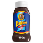 Daddies Favourite Brown Sauce in 400g squeeze bottle with blue and red label .