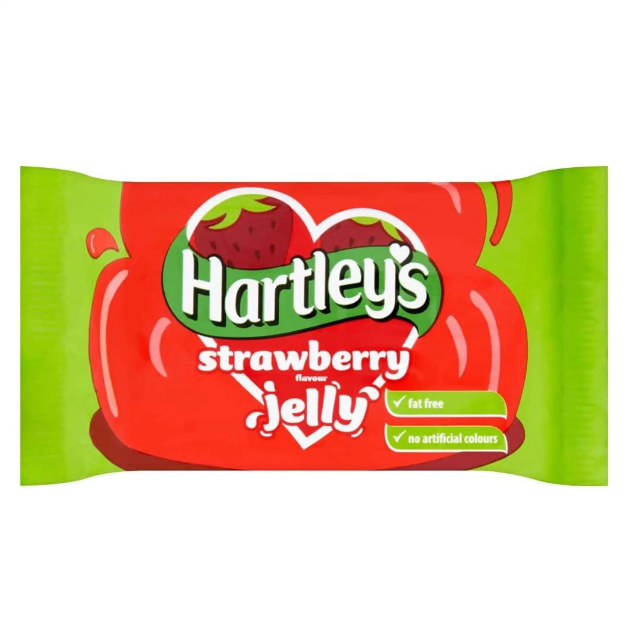 Hartleys Strawberry Jelly in 135g solid block of jelly pieces (not crystals). 