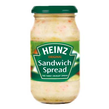 Heinz Original Sandwich Spread glass jar with tangy crunchy spread.