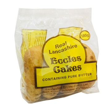 Real Lancashire Eccles Cakes in a 4 pack.