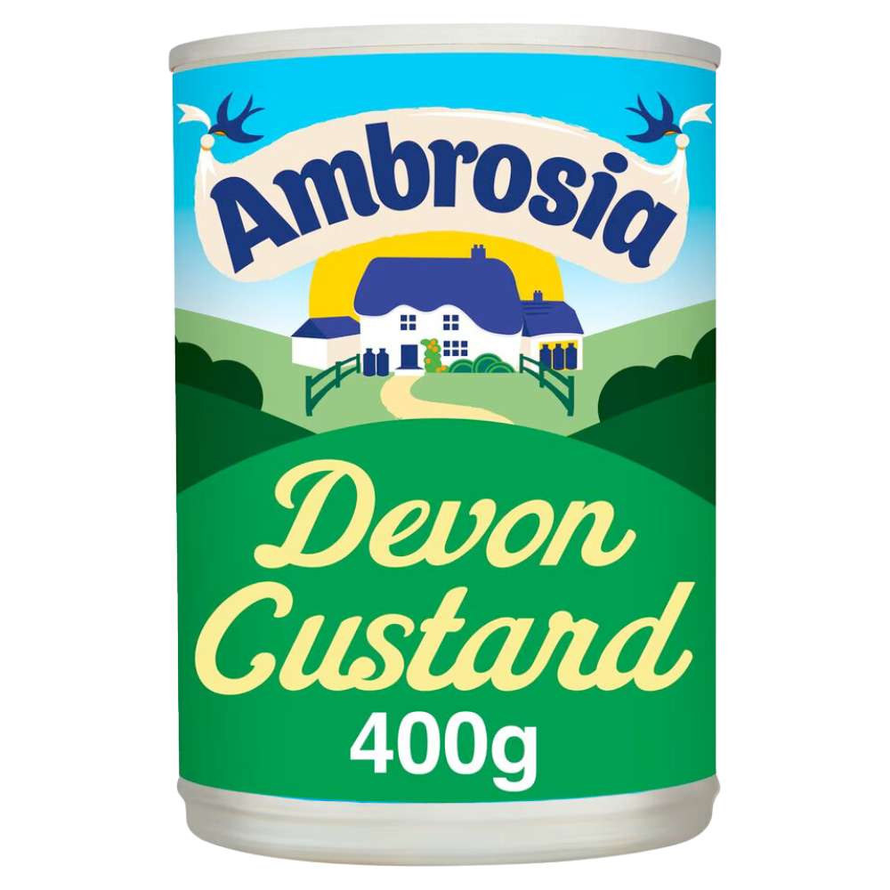 Ambrosia Devon Custard 400g tin, creamy and delicious yellow ready-to-serve dessert.