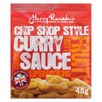 A 48g satchet of Harry Ramsden's Chip Shop Style Curry Sauce.