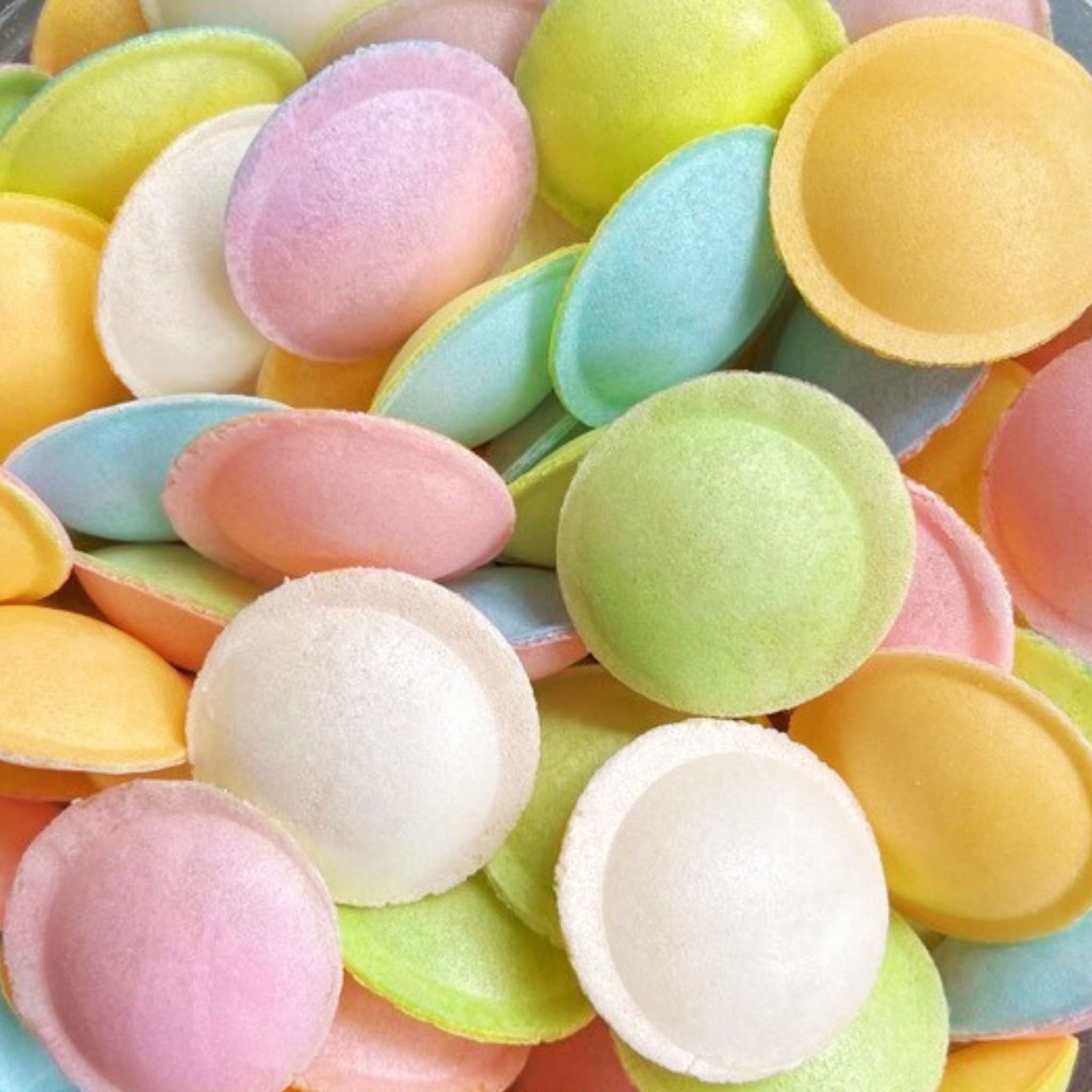 Fizzy UFO's or Flying Saucers - wafer sherbet filled colourful discs.