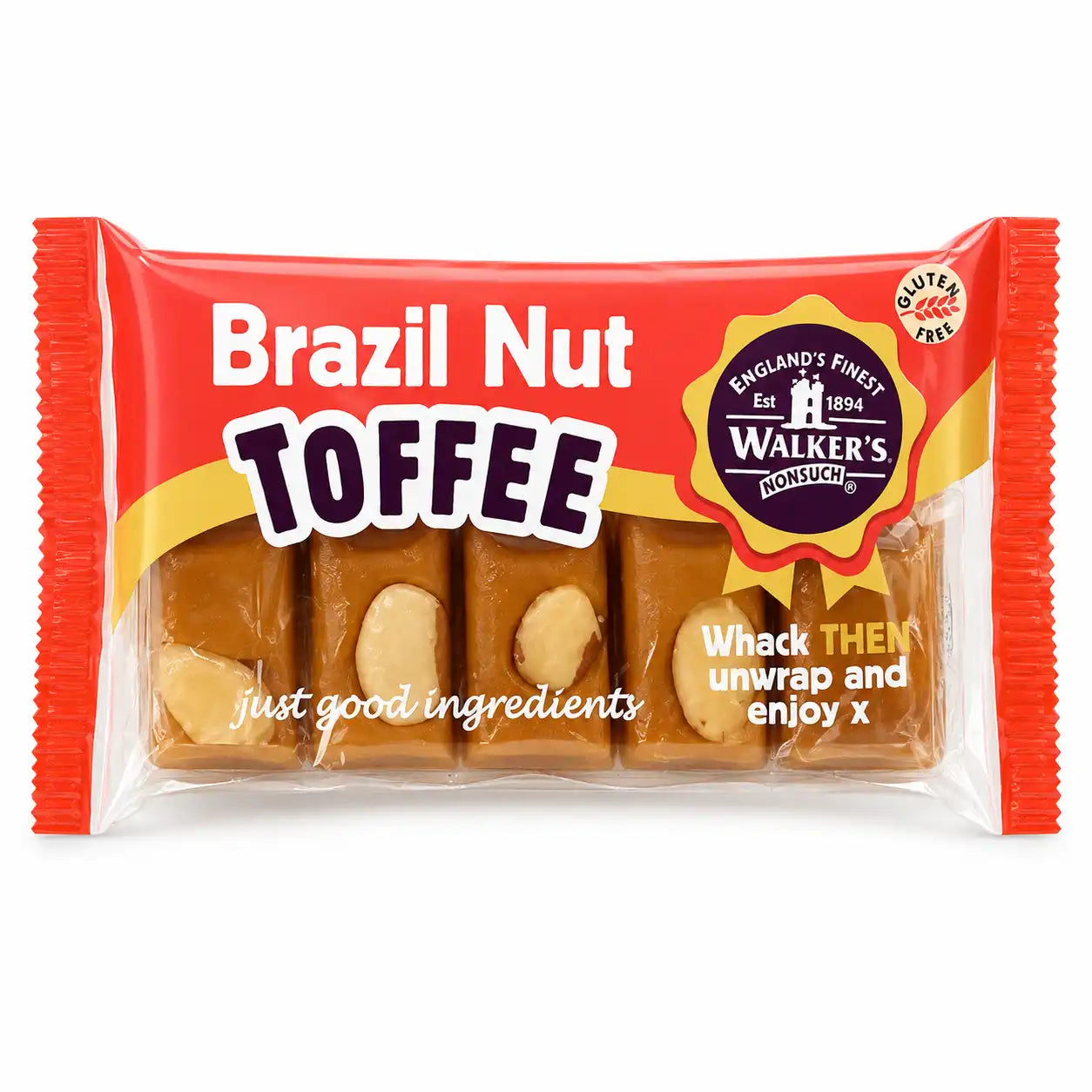Walkers Nonsuch Brazil Nut Toffee 100g block - traditional British toffee with Brazil nuts