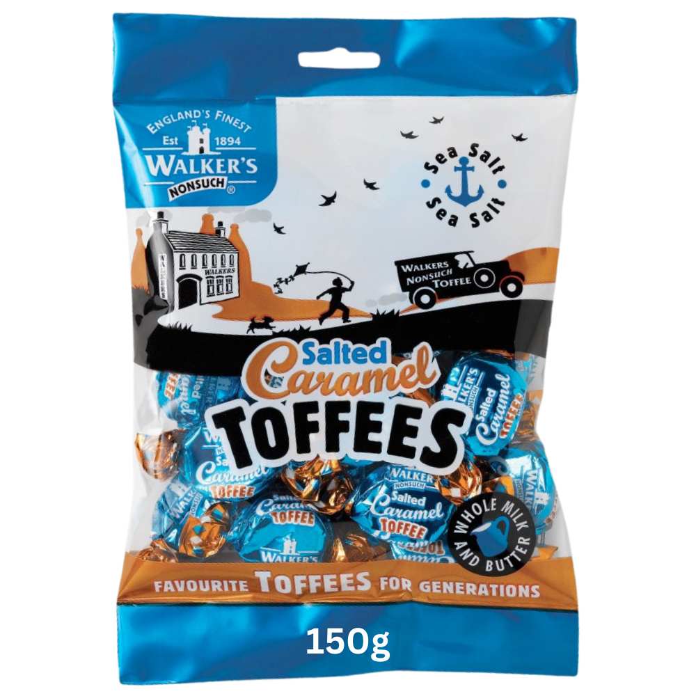 Walkers Nonsuch Salted Caramel Toffees 150g bag - individually wrapped British toffees
