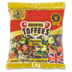 Walkers Nonsuch Assorted Toffees & Chocolate Eclairs 1kg bulk bag - variety pack of British toffees