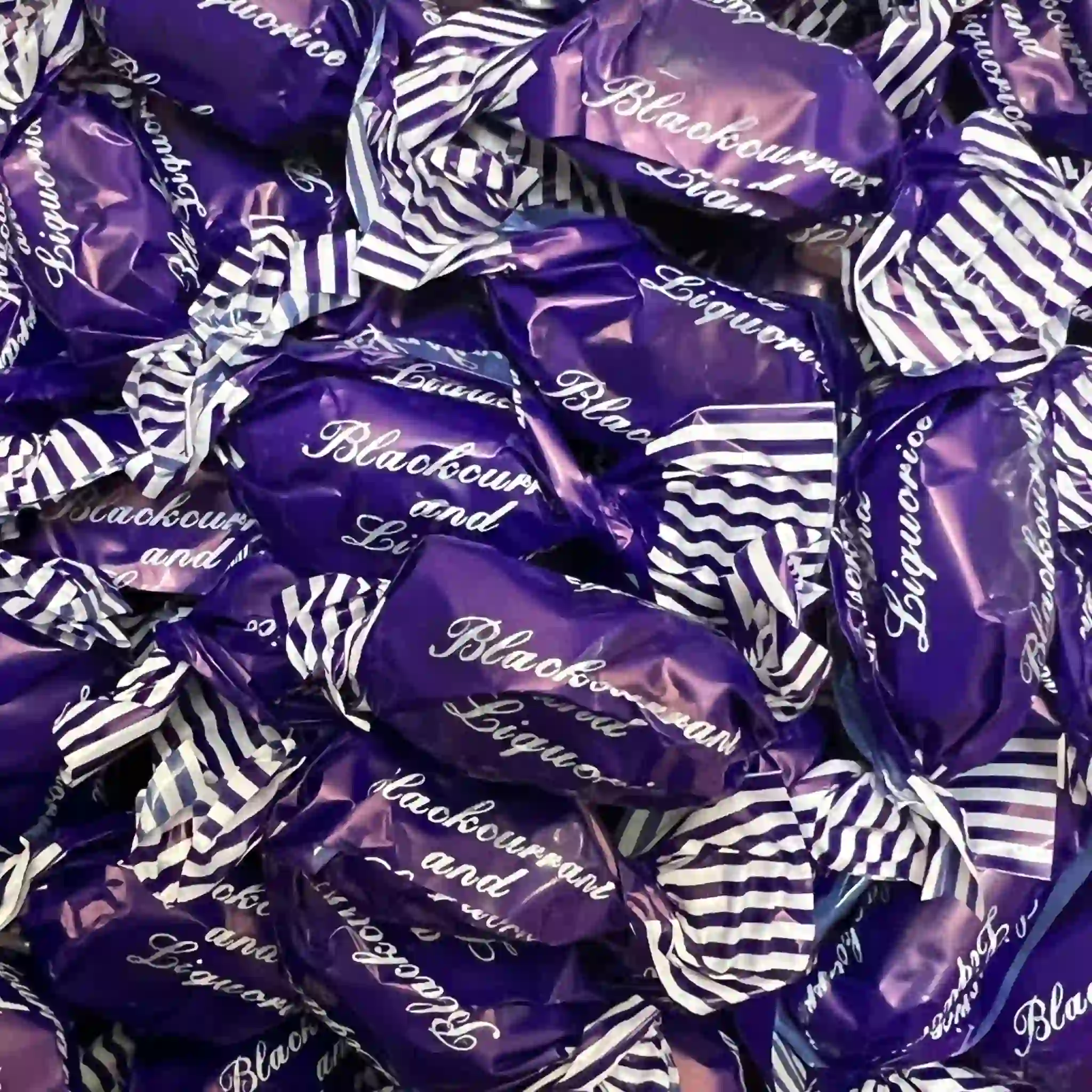 Stockleys Blackcurrant & Liquorice hard boiled sweets in 100g bag