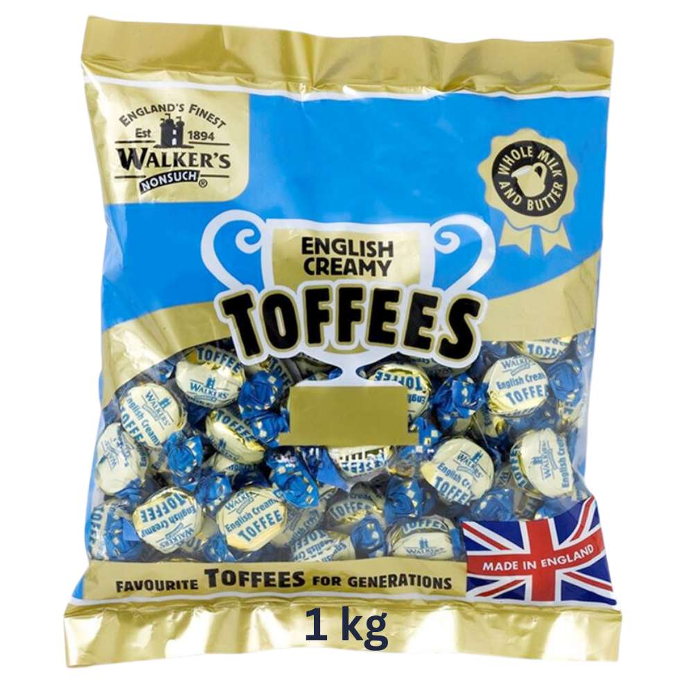 Walkers Nonsuch English Creamy Toffees in a large 1 kg bulk bag.