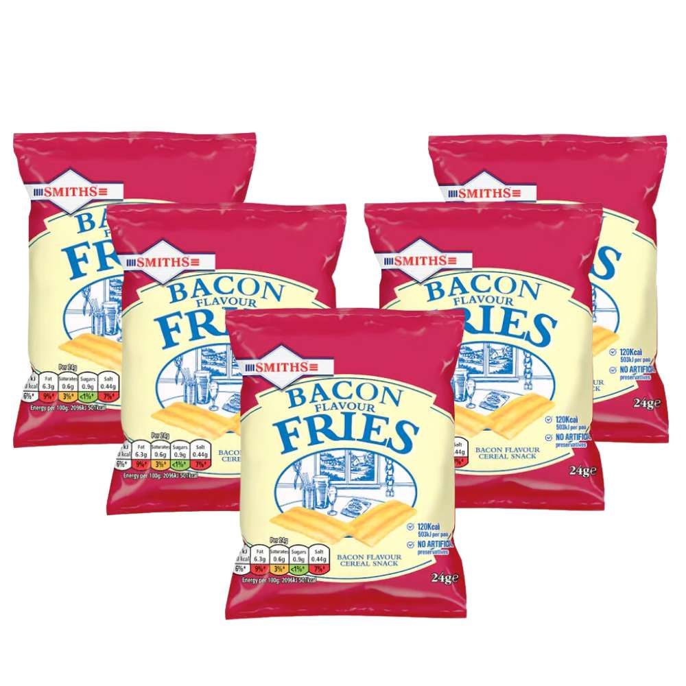 Smiths Bacon Fries in a Bundle of 5x24g packets. 