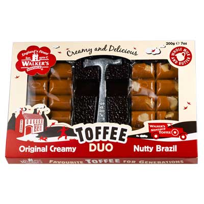 Walkers Nonsuch Toffee Duo Hammer Pack 200g - Original and Brazil Nut toffee with hammer