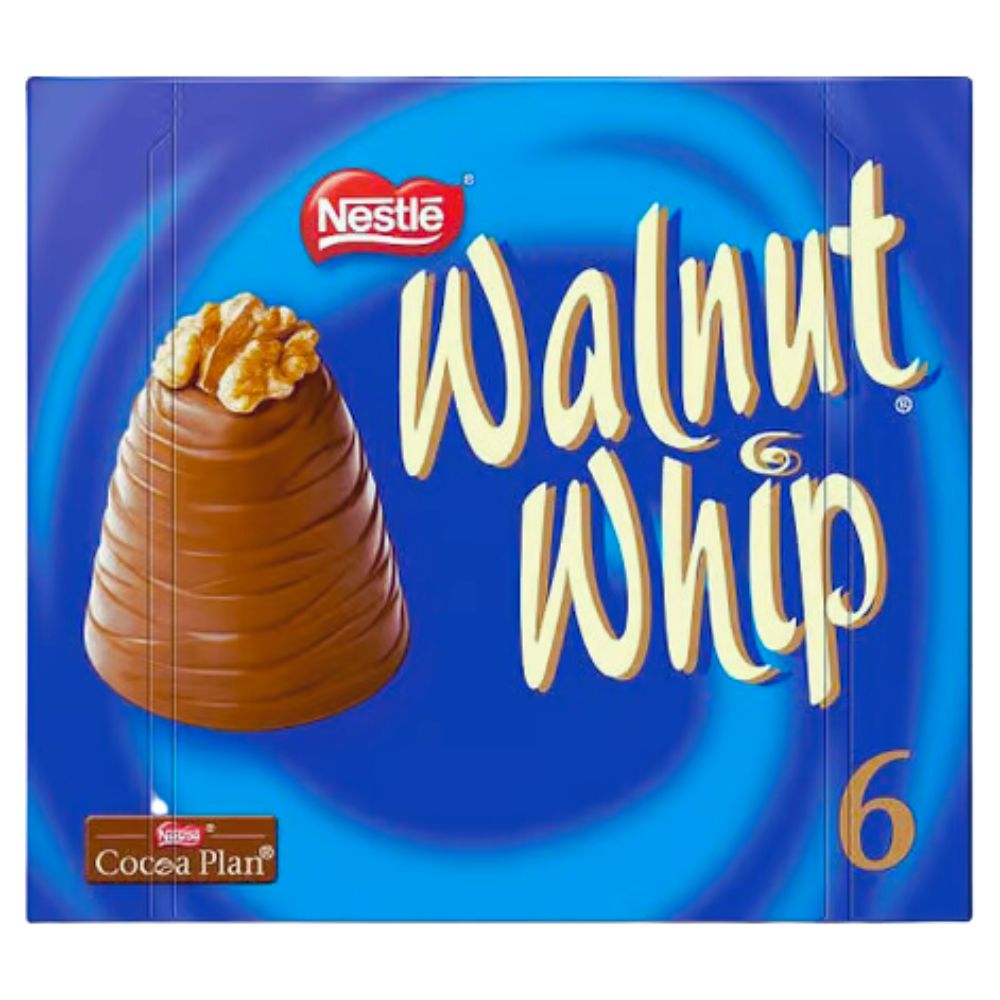 Nestle Walnut Whip Gift box with 6 individually wrapped Walnut Whips.