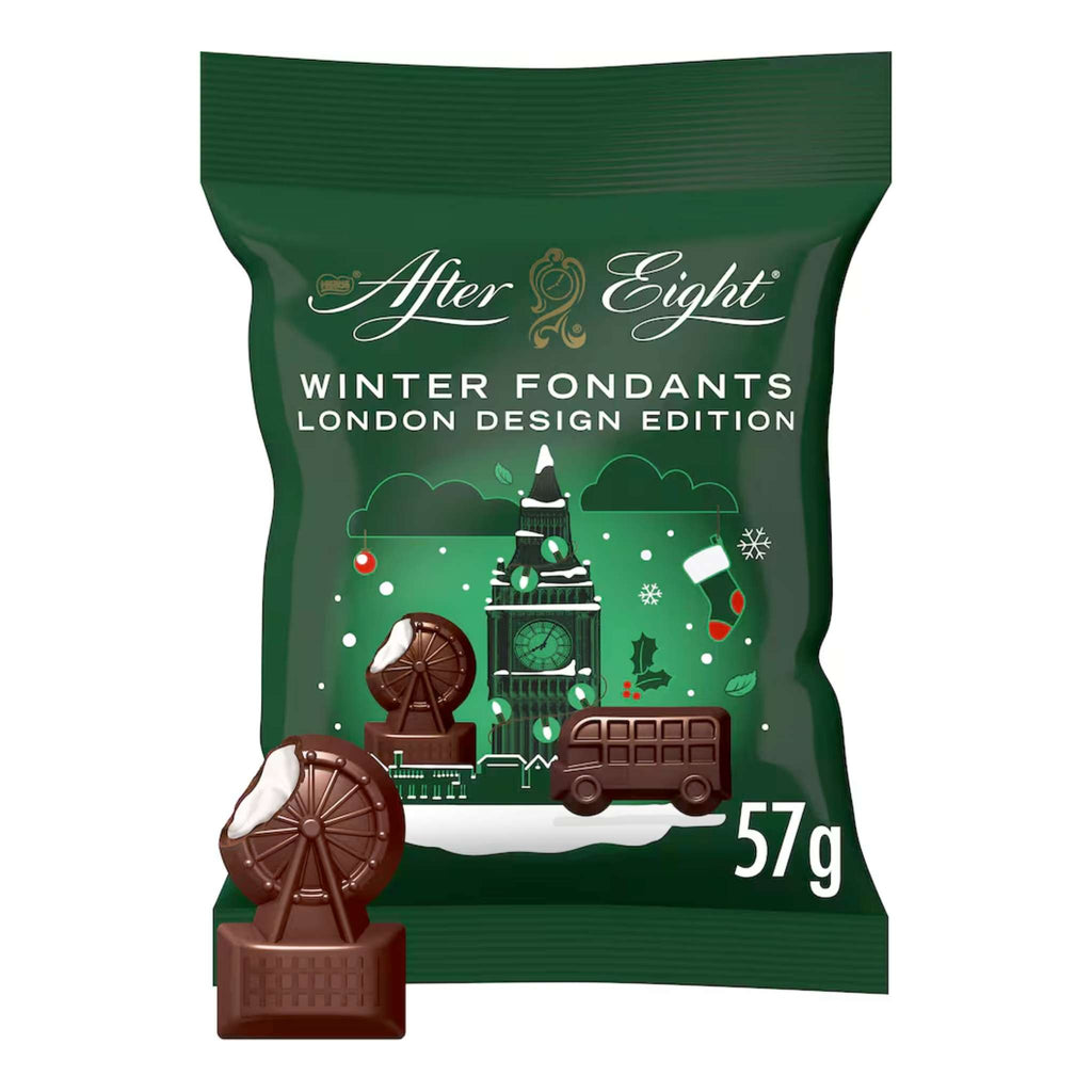 Nestlé After Eight London Icon Shaped Dark Chocolates with mint fondant filling.