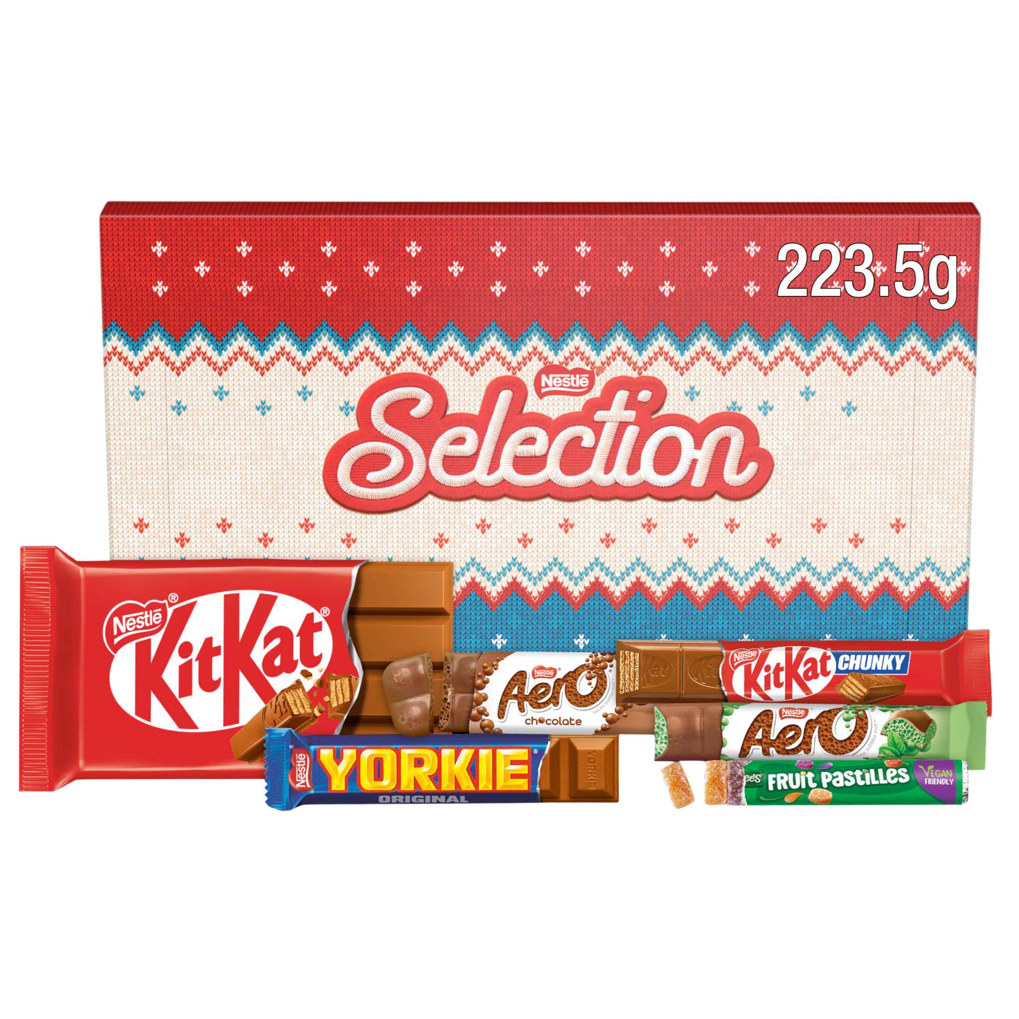 Nestle Christmas Selection box with Kit Kat, Yorkie, Aero and Fruit Pastilles.
